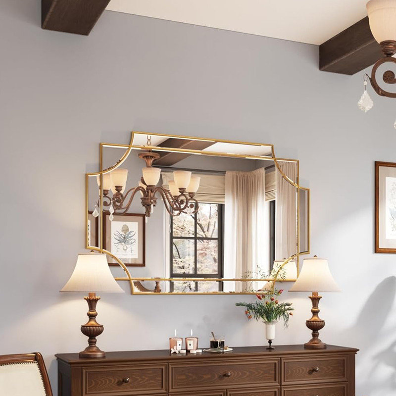 Gold Foil Finish Rectangular Full Length Wall Mirror