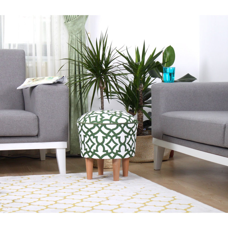 Irael 42cm Wide Round Geometric Footstool Ottoman