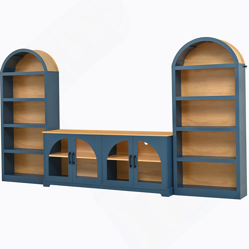 Ensemble de meuble télé 3 pièces, avec meuble télé pour téléviseur de 70 po ou moins et salon, Bleu