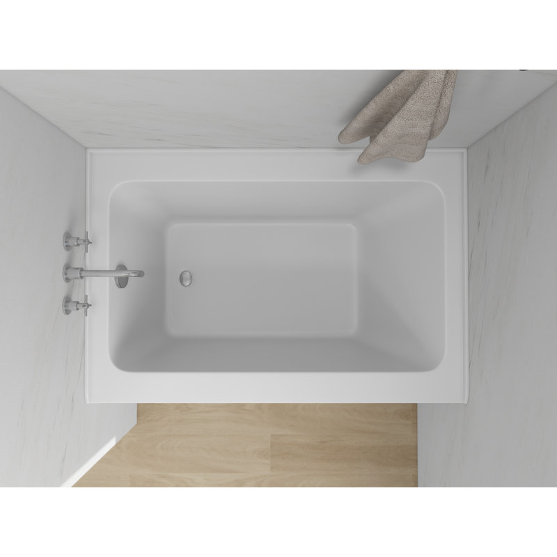 Baignoire de trempage rectangulaire en alcôve de 48 pouces en acrylique avec bride de carrelage à 3 côtés, À gauche