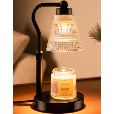 Lampe chauffante à bougie pour bougies en pot, réglable en hauteur et à intensité variable avec minuterie 2/4 / 8H, chauffeur à cire halogène 2 * 50W pour décoration de bureau à domicile, sans flamme et sans fumée, cadeau pour femme, noir transparent / 1 paquet