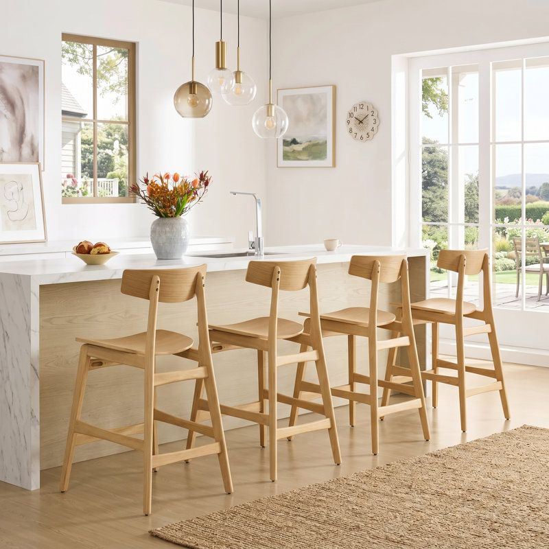 Tabouret de comptoir en bois massif, Chêne