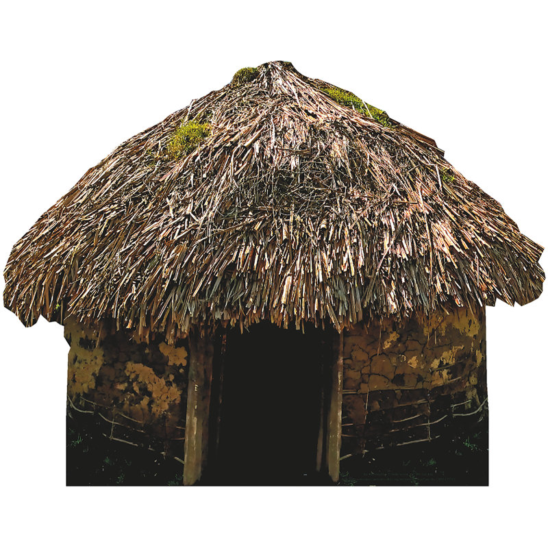 Cabane ronde en argile avec paille