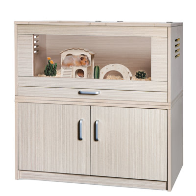 Wooden Hamster Cage With Storage Cabinet & Drawer