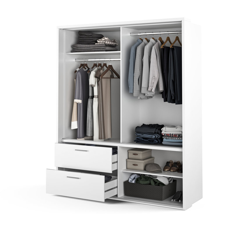 Gulbahar 2 Door Manufactured Wood Wardrobe, White Matte
