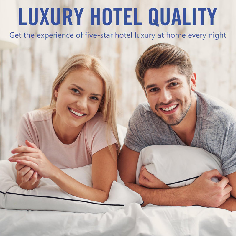 Standard Size White Polyester Cooling Bed Pillows Set of 2