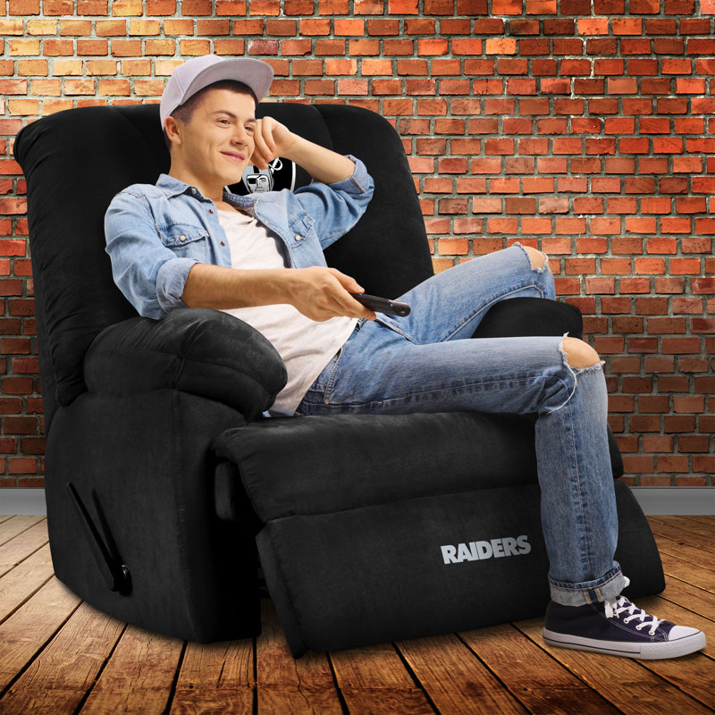 NFL Upholstered GM Rocker Recliner with Team Logo, Las Vegas Raiders