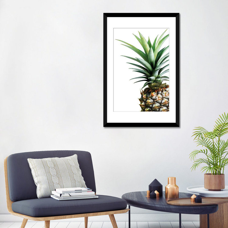 « ananas », impression sur toile, H 32 po x l 24 po x P 1 po, Papier d'art encadré noir, Blanc