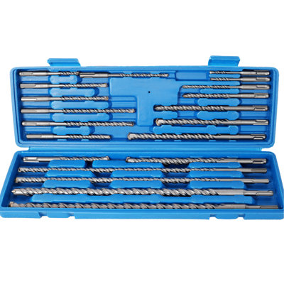 Plus Drill Bit Of 20pcs For Heavy - Duty Concrete Projects, Carbide Tipped, Blue Steel Bits In A Lightweight And Rugged Case, Sizes 6mm 14mm 170mm 360mm Impact Hammer Stone Drilling, Storage