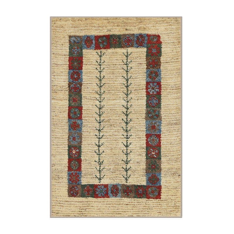 Tapis gris / vert olive contemporain Kahanka, Rectangle 4 pi x 6 pi