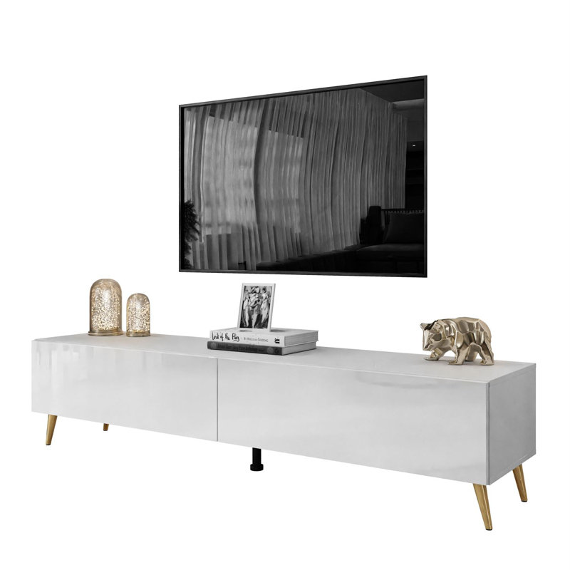Ozora TV Stand White Gloss, Natural/White Gloss
