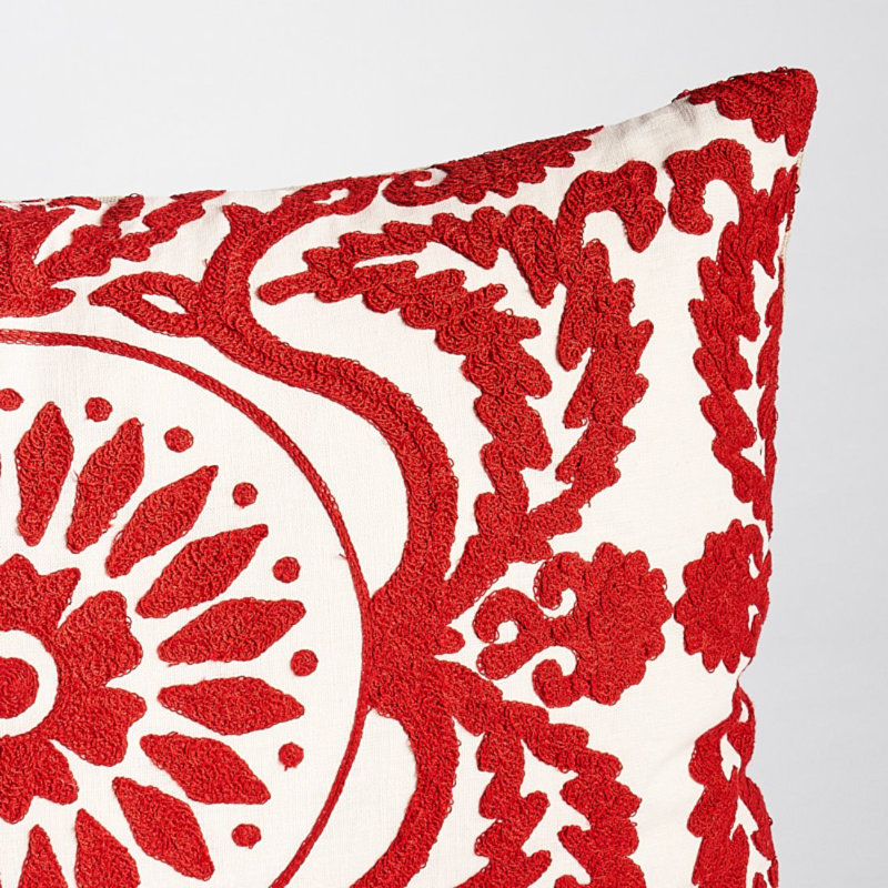 Castanet Embroidery Pillow, Red/White