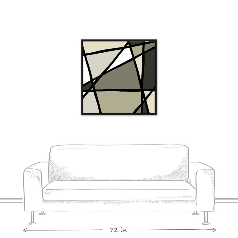 Toile flottante abstraite neutre moderne neutre encadrée, H 31,75 po x l 31,75 po x P 1,75 po