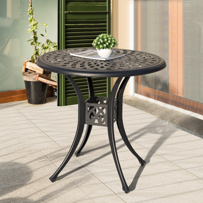 Outdoor 31'' Round Cast Aluminum Bistro Table with 1.97'' Umbrella Hole