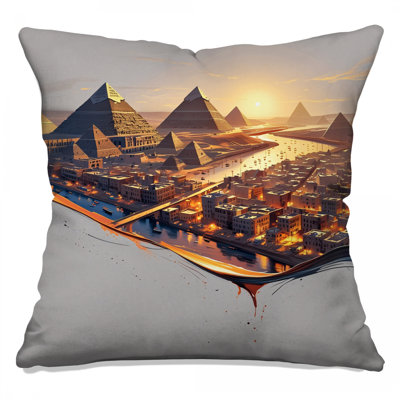 Pyramids At Sunset Double Sided Throw Pillows