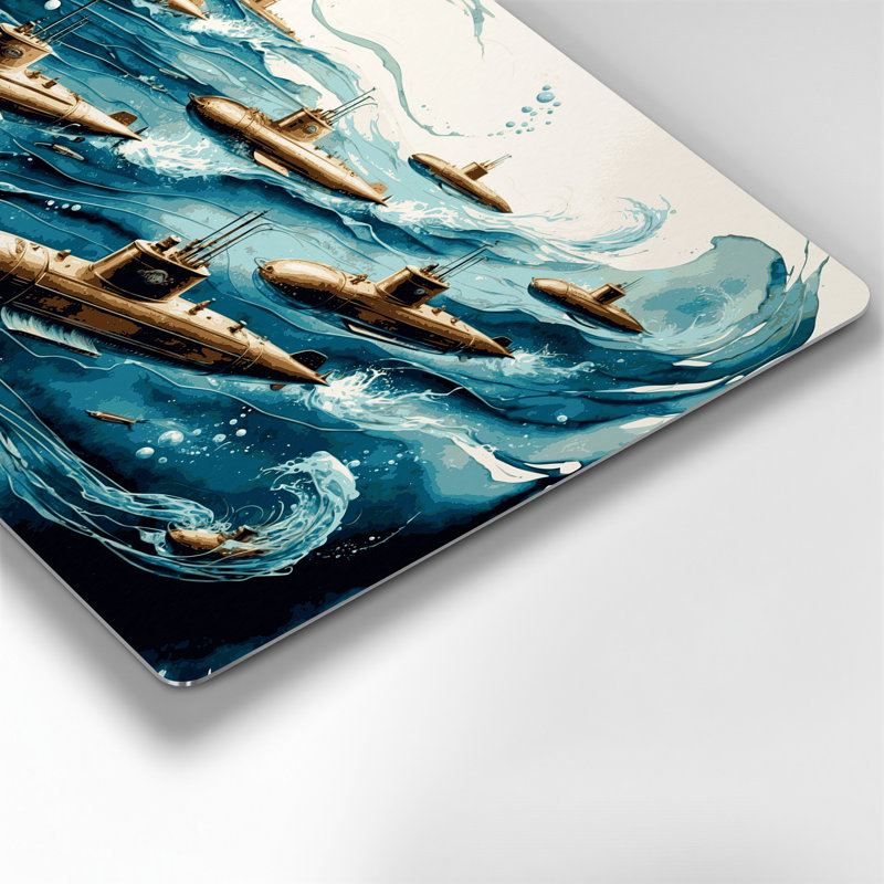 Art mural nautique sous-marin gris, H 12 po x l 18 po