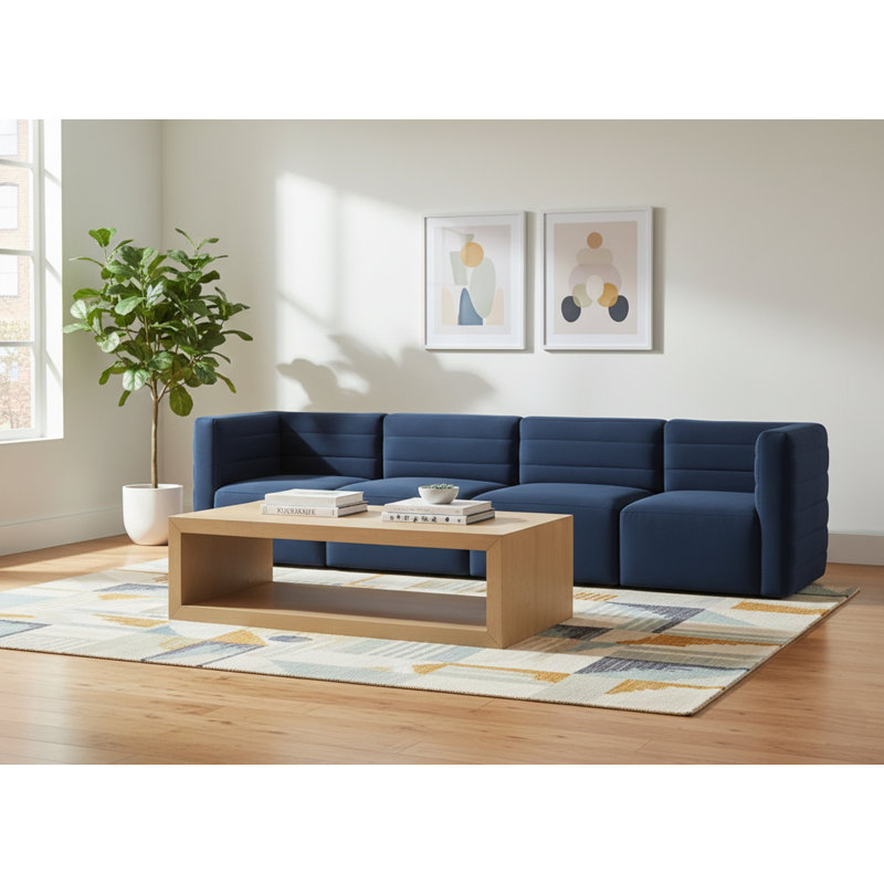 Enso 126'' Velvet Sofa, Navy Velvet