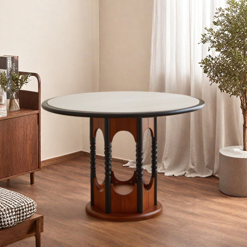 Table ronde en pierre naturelle exquise - 43,3 pouces