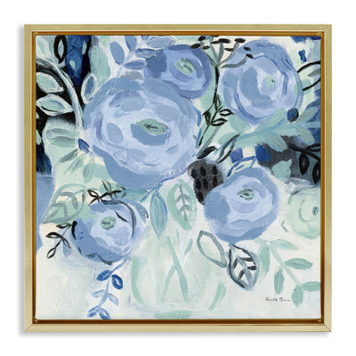 "Blue Coastal Blooms", art mural sur toile flottante par Farida Zaman