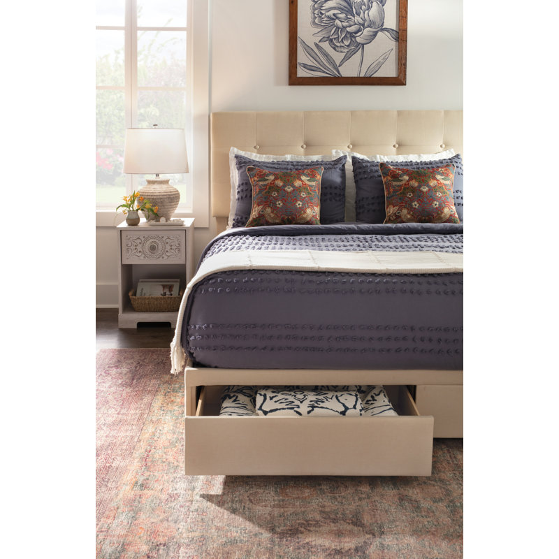 Ronnie Upholstered Platform Storage Bed, Glacier, Queen