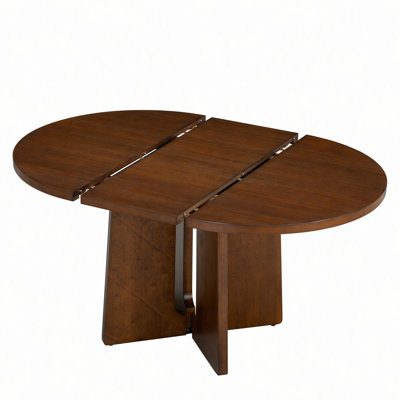 Solid Wood Round Dining Table, Extendable Kitchen Table with 16inch Removable Leaf for Dining Room, Living Room