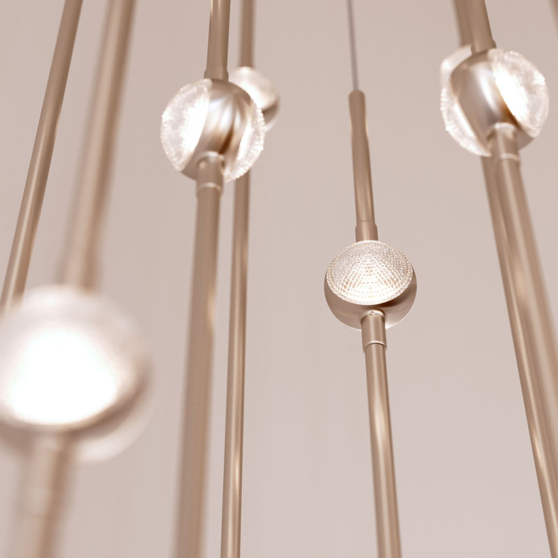 Constellation - Aries 12" Round LED Pendant - Espresso Black Fixture - Clear Faceted Acrylic Shade - 2700K - 120" Cable