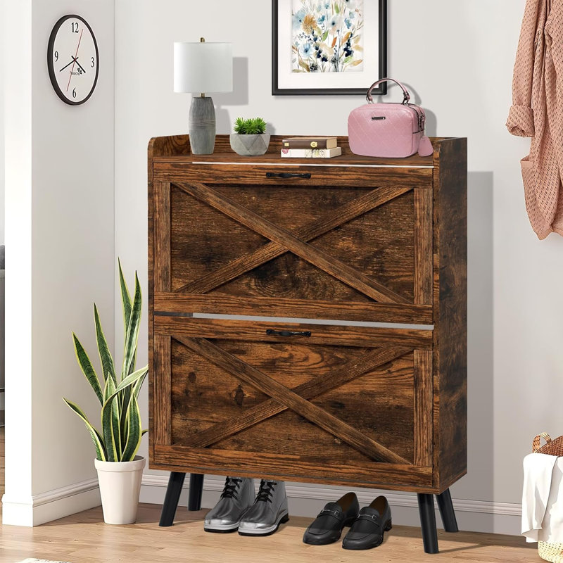 20 Pair Flip Down Shoe Storage, Brown