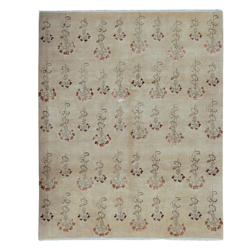 Hand Woven Silk and Wool Floral Area Rug