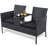 2-Seat Black Wicker Patio Loveseat with Table – Outdoor Rattan Set with Washable Cushion Covers for Backyard, Garden & Lawn-767351544
