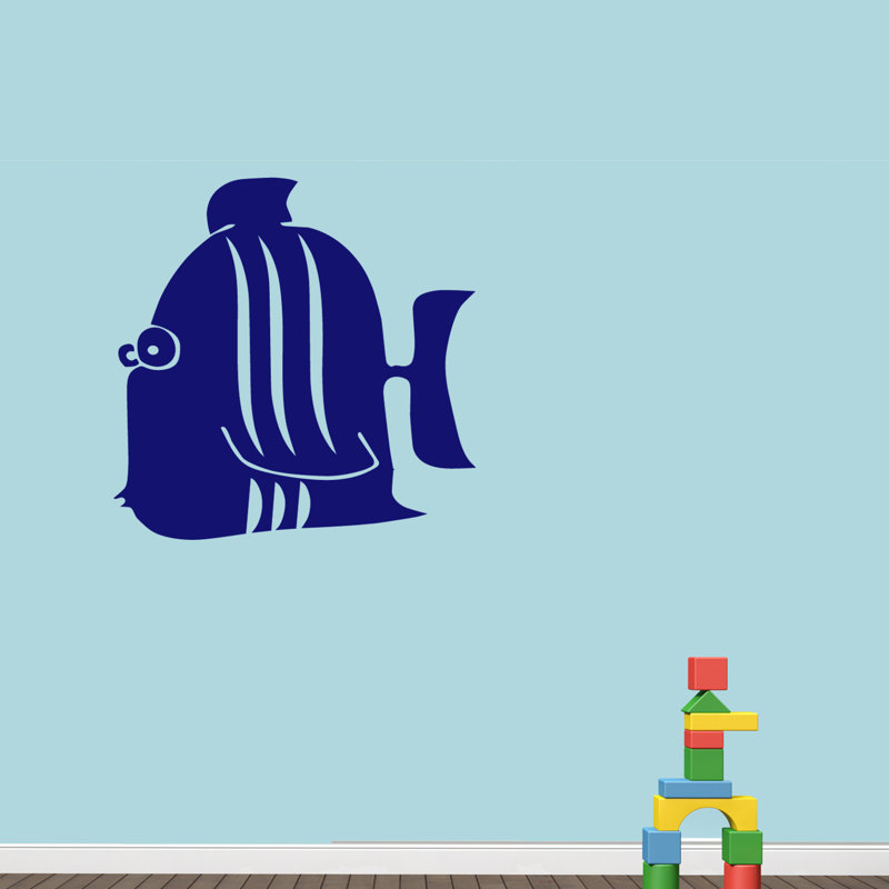 Décalcomanie murale poisson funky Jarrard, Bleu marine
