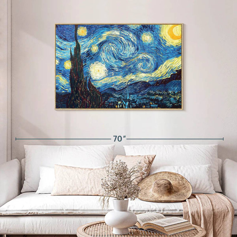 Starry Night, Floating Frame Natural Wood, 43" X 29"
