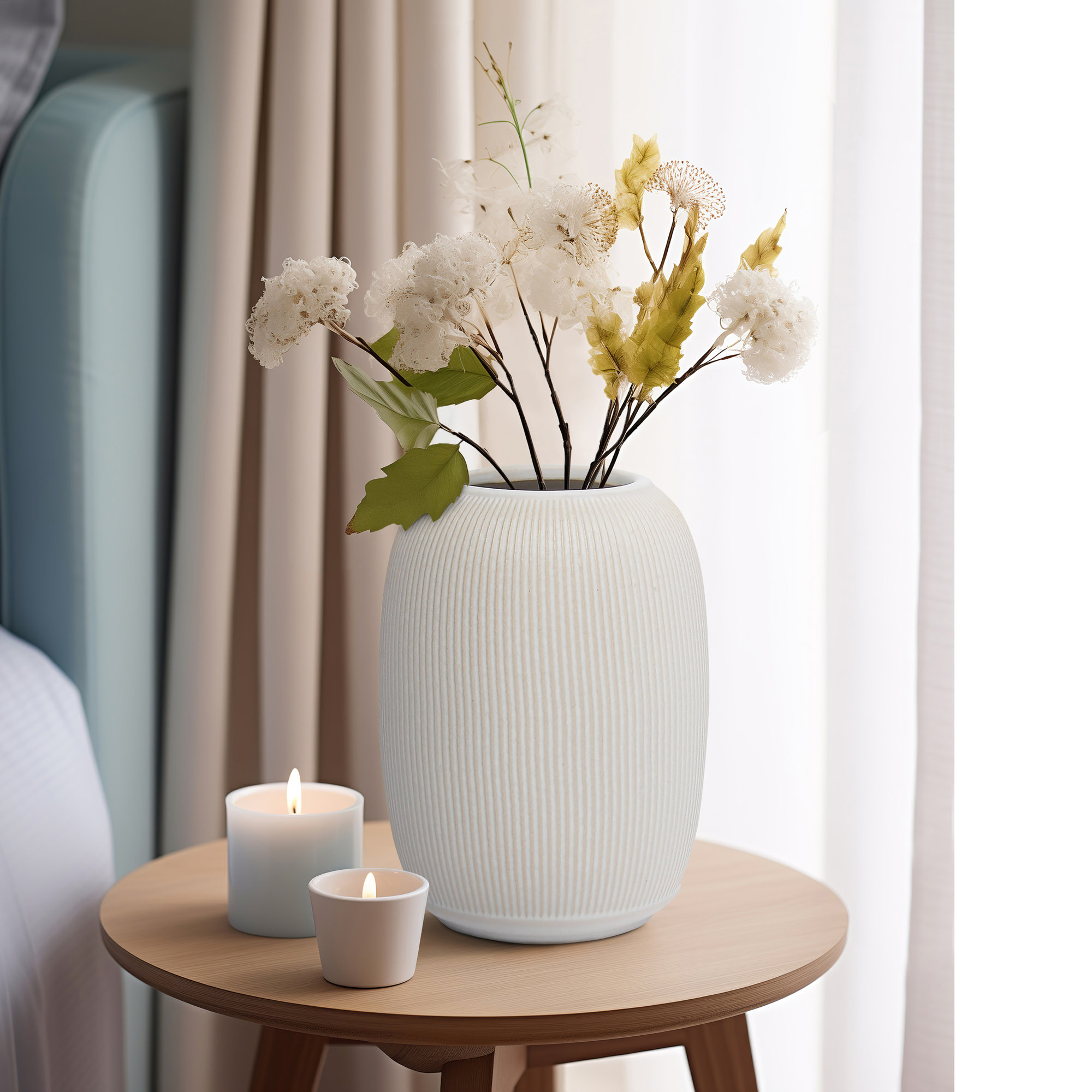 Handmade Ceramic / Porcelain Table Vase, 8" H x 6" W x 6" D