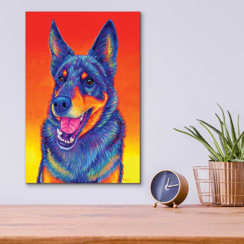 "Blue Heeler" par Rebecca Wang Art, H 16 po x l 12 po x P 0,13 po