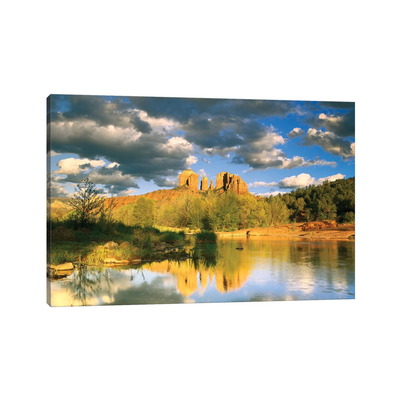 Cathedral Rock Reflected In Oak Creek At Red Rock Crossing Red Rock State Park Near Sedona Arizona I by Tim Fitzharris - Gallery-Wrapped Canvas Giclée on Canvas