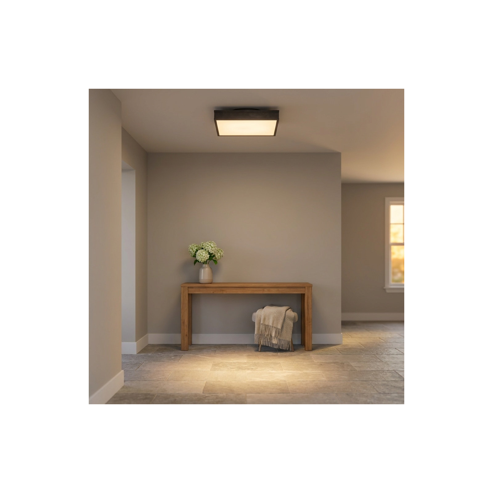 Radcliff Square Semi Flush, 4" H x 16" W x 16" D, Aged Iron