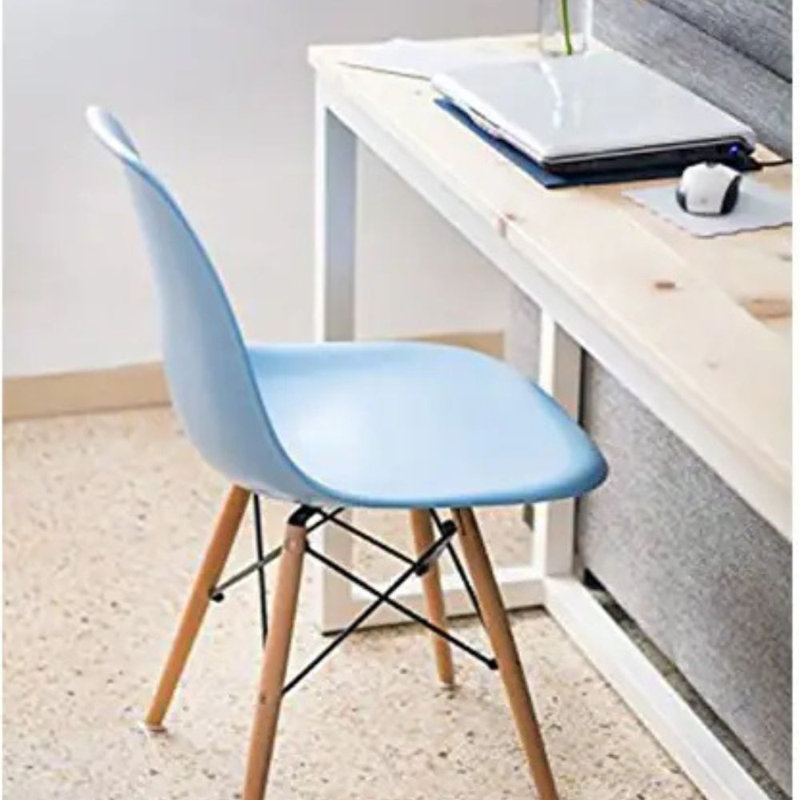 Paris Colored Dining Chair With Natural Wood Legs, Light Blue