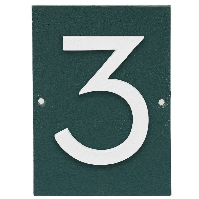 Plaque d’adresse murale sur 1 ligne flottante, Vert forêt, Blanc, Oui