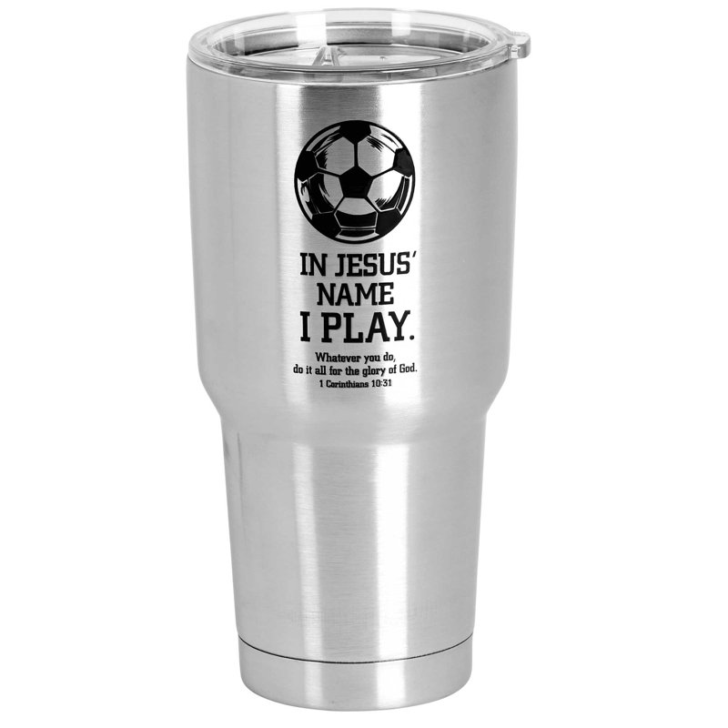 Verre de soccer au nom de Jésus «I Play»