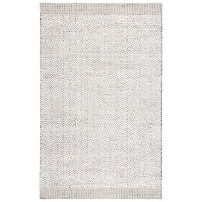 Martha Stewart 9604 Hand Loomed Wool/Cotton Chevron Rug in Gray/Ivory