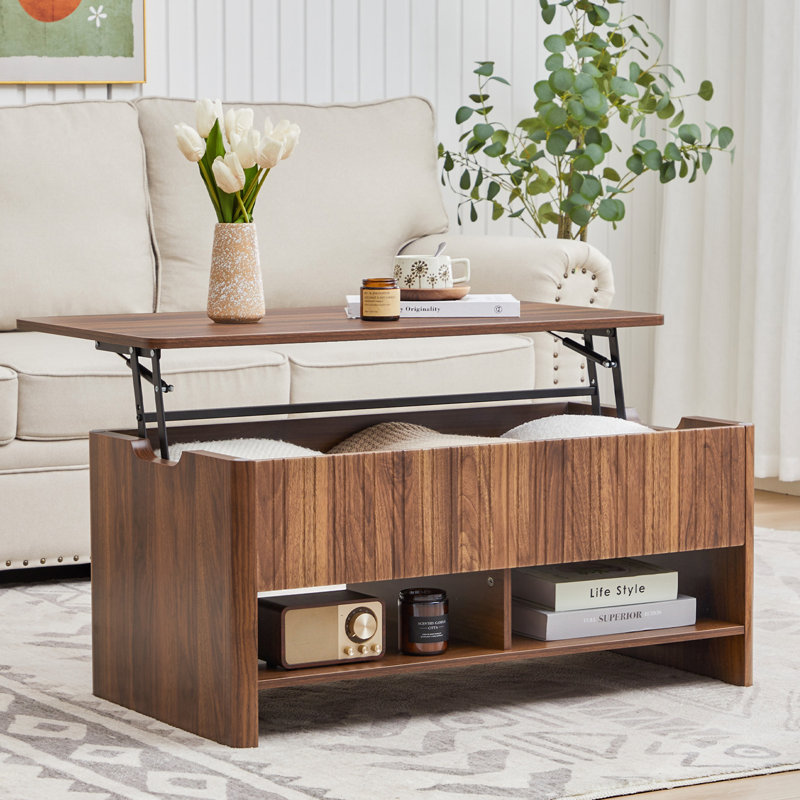 Table basse à plateau relevable 35,4 po, Brun