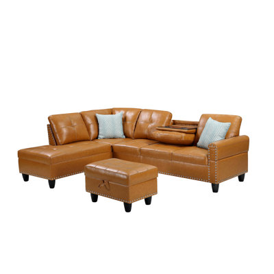 Canapé modulaire en similicuir avec repose-pieds Irine