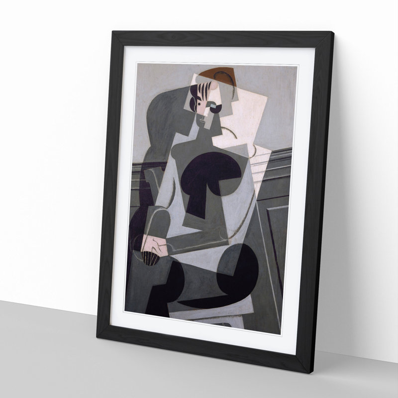 Madame Josette Gris by Juan Gris - Picture Frame Painting, 48cm H x 36cm W x 2cm D, Black Framed