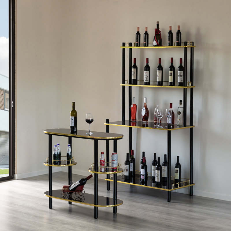 Ensemble de bar 2 pièces avec rangement pour bouteilles de vin, Noir