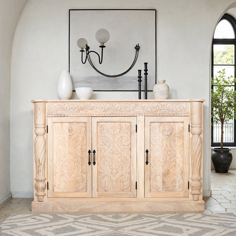 60'' Solid Wood Sideboard, Light Brown