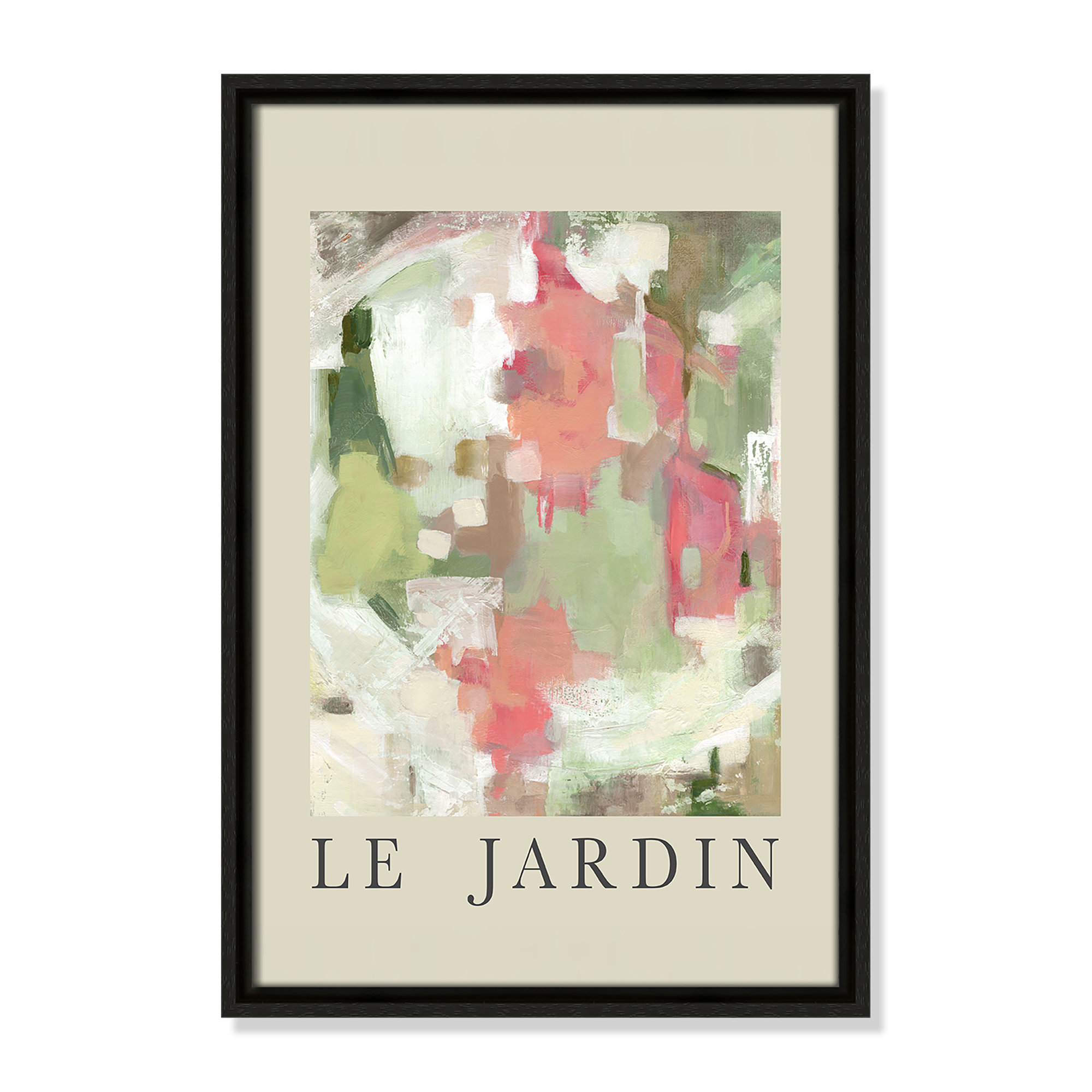 Botanical Poster Collection " Le Jardin " by Carol Robinson, Espresso Floater Frame, 19.5" H x 13.5" W x 2" D, No