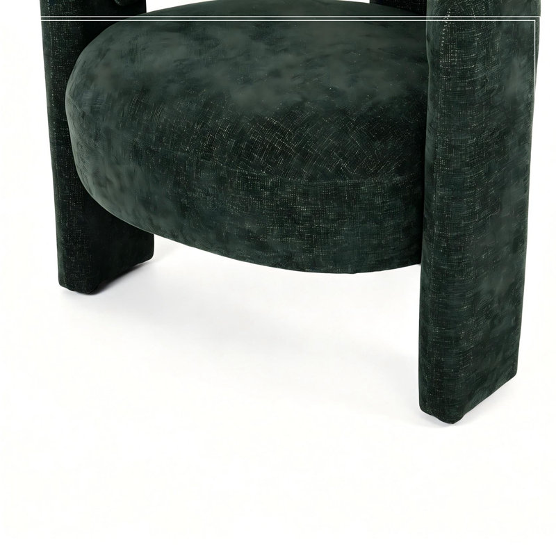 Fauteuil demi-tonneau incurvé avec pieds robustes, Vert