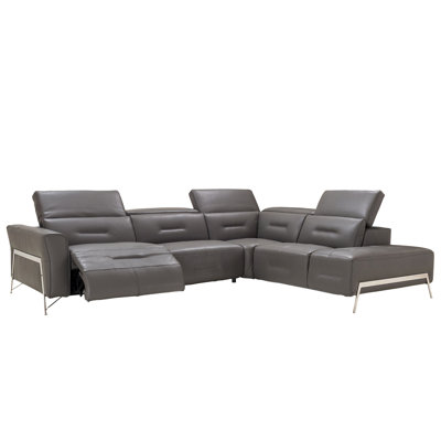 Tramonto Leather Sectional In Dark Gray