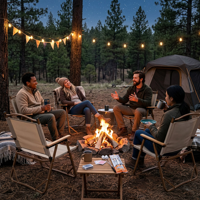 Folding Camping Chair Set of 4 with Aluminum Frame & Armrests
