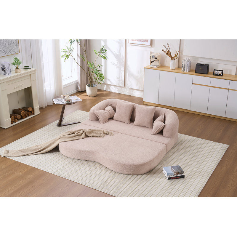 Boneless 70 Inch Folding Couch Convertible Compressed Sleeper Sofabed, Beige
