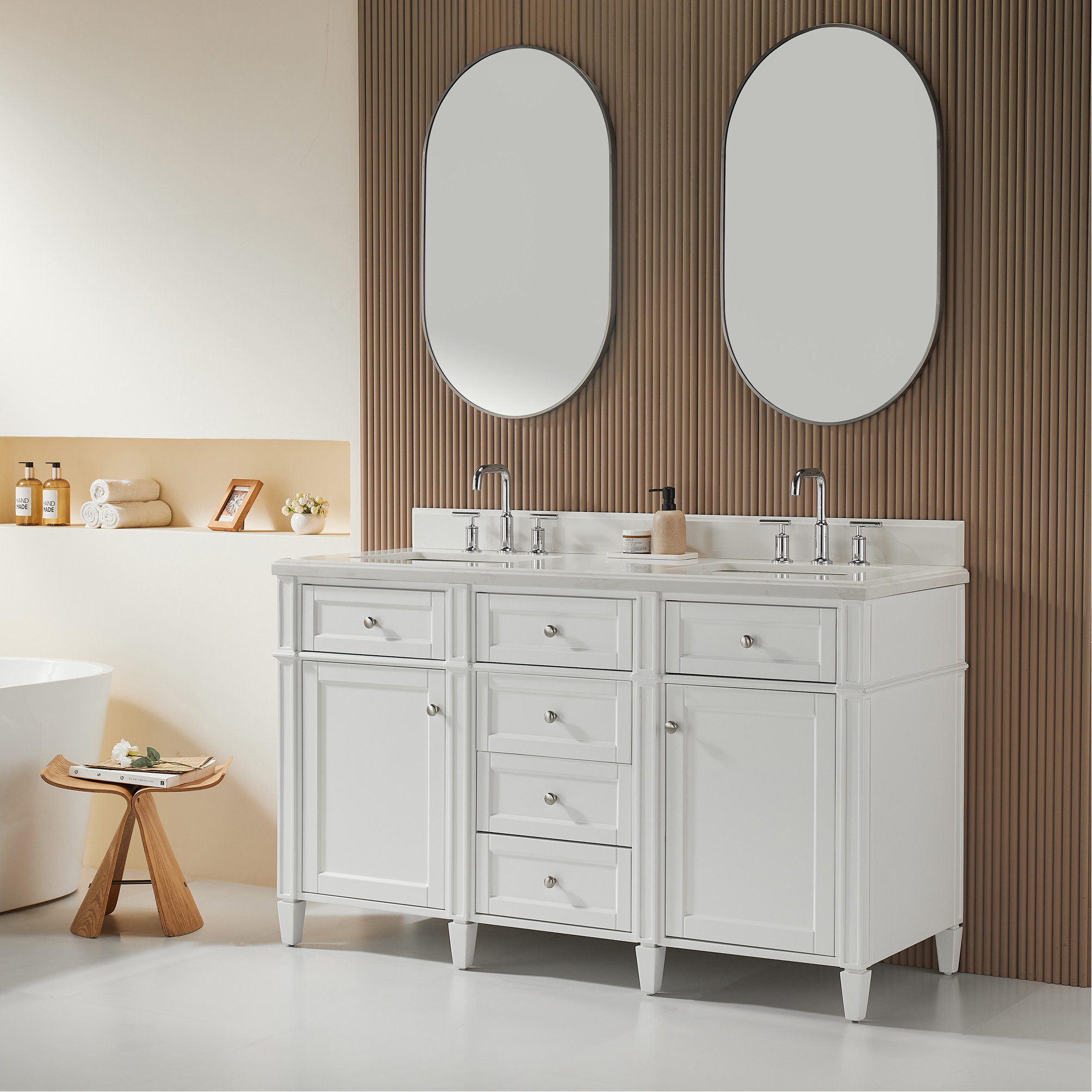 Orren Ellis Fully Assembled Freestanding Double Sinks Bathroom Vanity ...